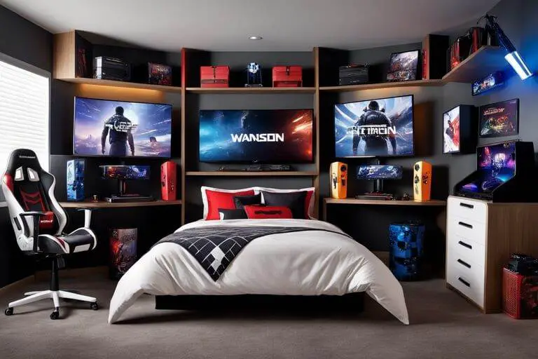 set up a gaming station cool mens bedrooms