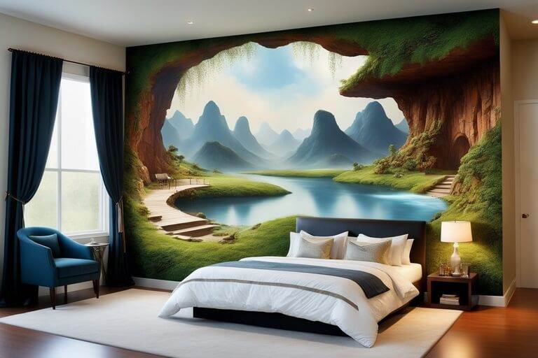 3d wall paintings designs for bedroom
