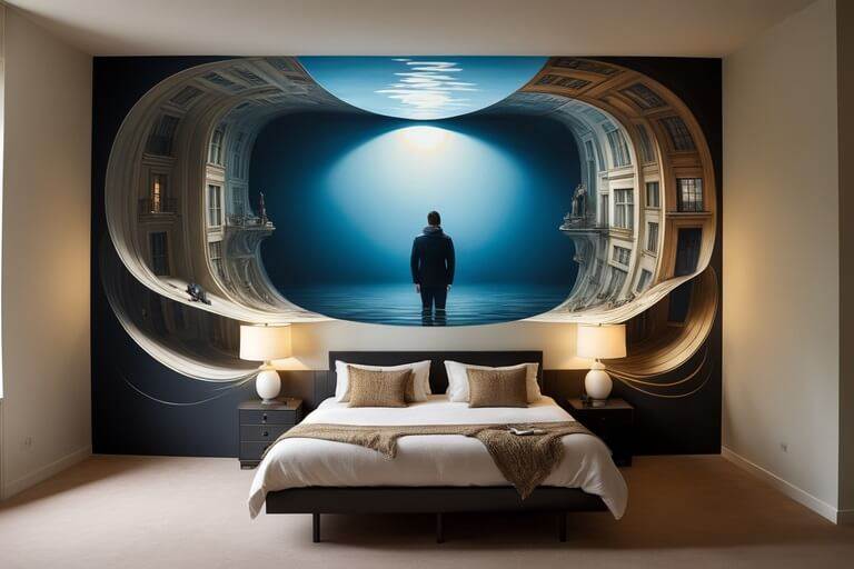 anamorphic art wall painting designs for bedroom