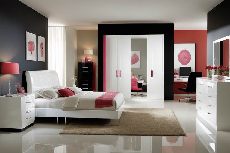 high gloss bedroom with stylish accents