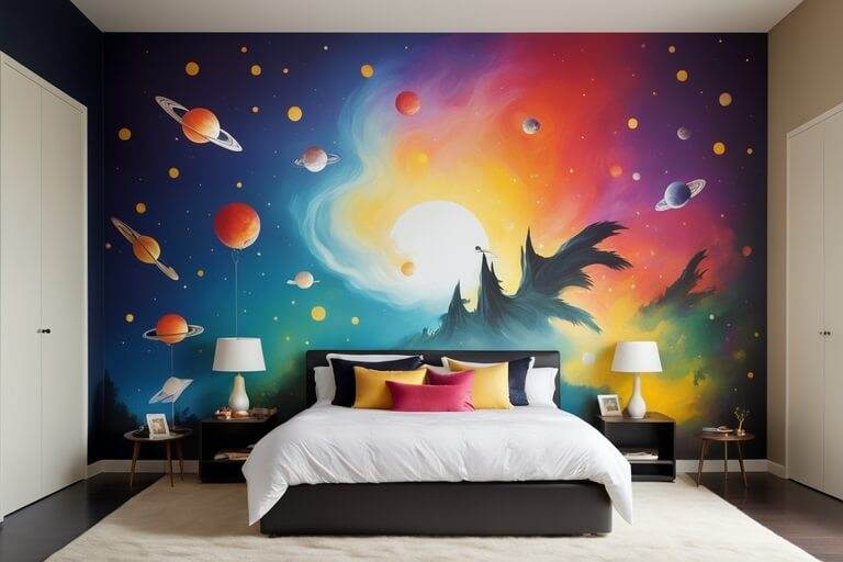 interactive wall painting designs for bedroom