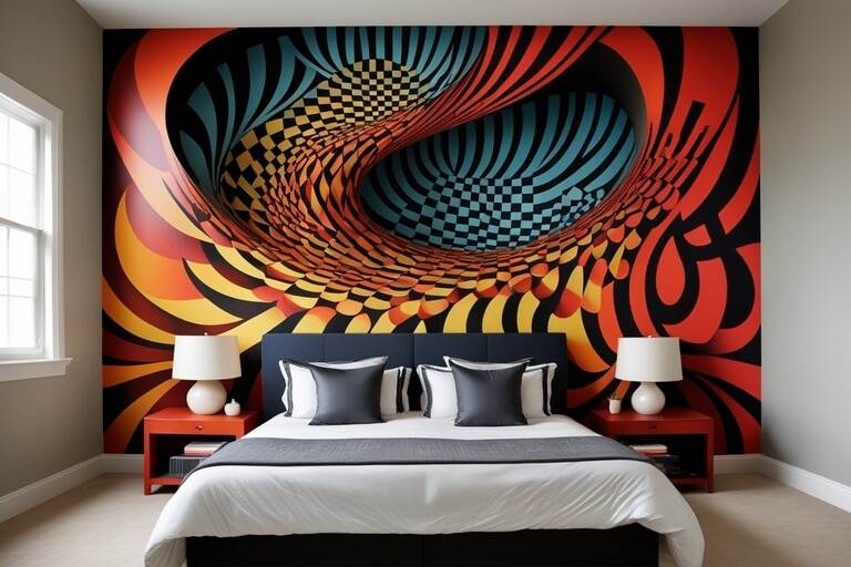 optical illusion wall painting designs for bedroom