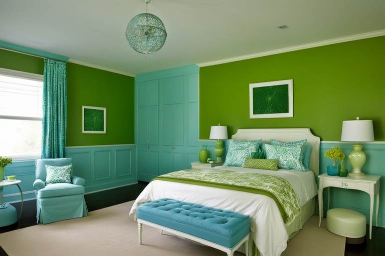bedroom two colors blue and green