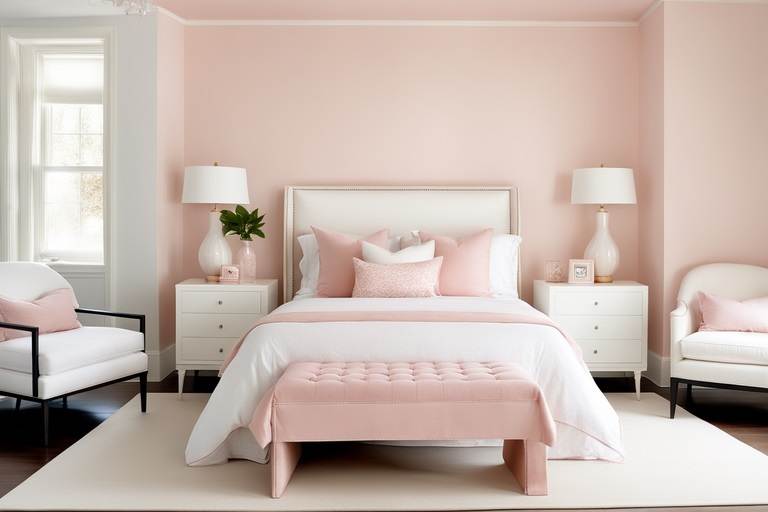 bedroom two colors blush pink and white