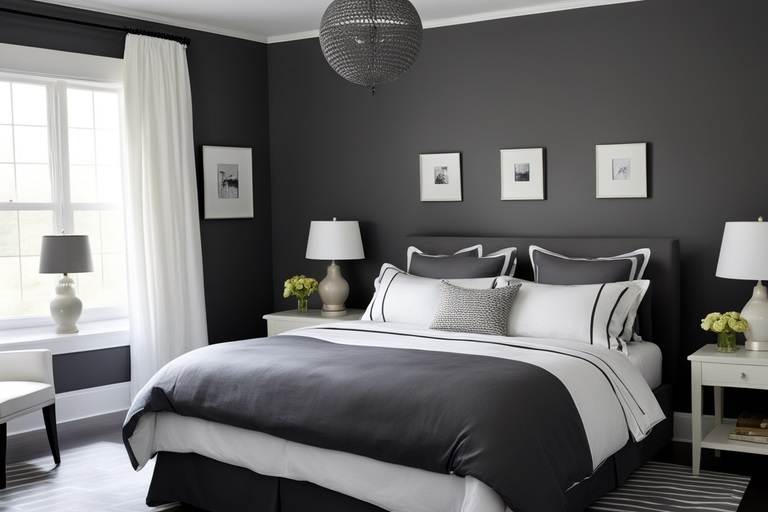 bedroom two colors charcoal gray and white