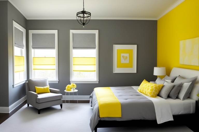 bedroom two colors gray and yellow