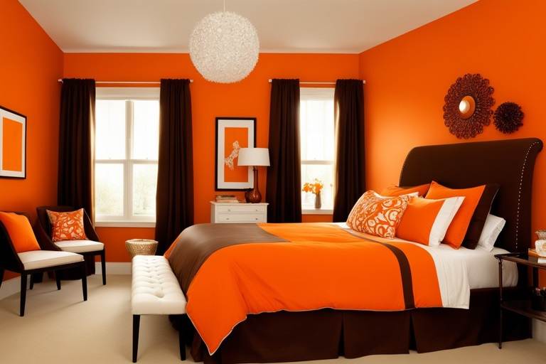 bedroom two colors orange and brown