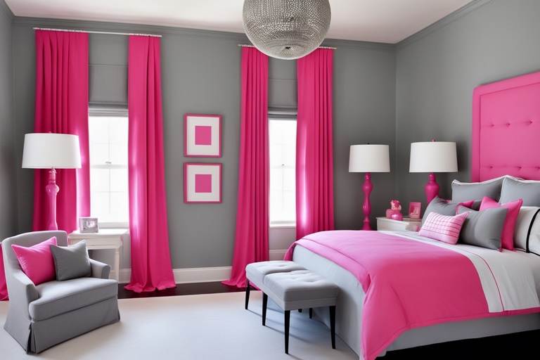 bedroom two colors pink and gray