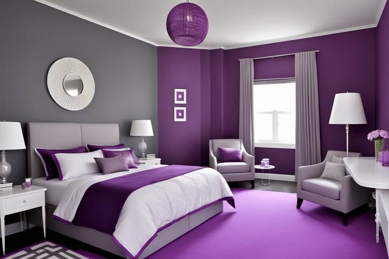 bedroom two colors purple and gray