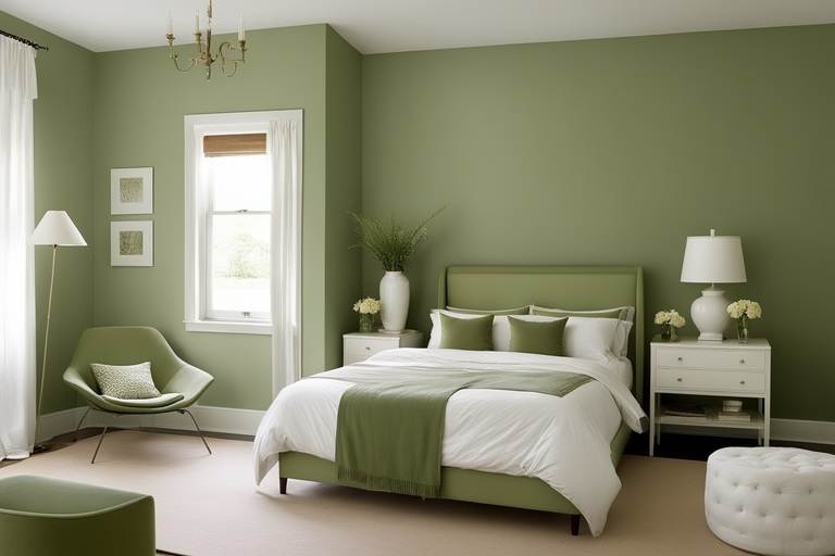 bedroom two colors sage green and white