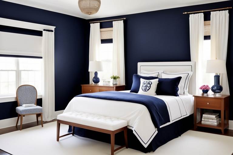 bedroom two colors white and navy