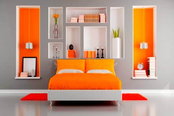 orange two color combination for bedroom walls